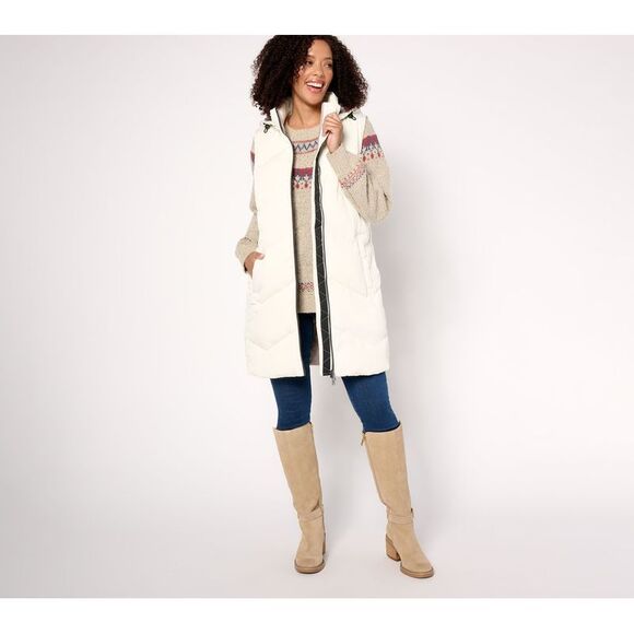 Nuage Women's Jacket Sz S Regular Chevron Quilted Puffer Vest w White A662021 - Picture 1 of 4